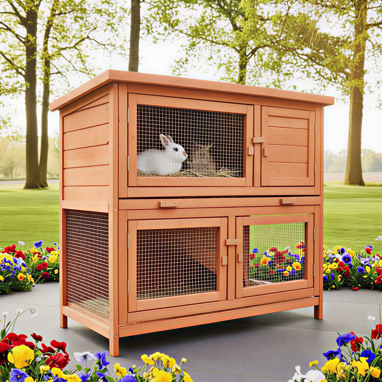 Zooprinz Kleintierstall Mukkel mit Rampe Klappdach auf 2 Etagen, 104x94x55 günstig online kaufen