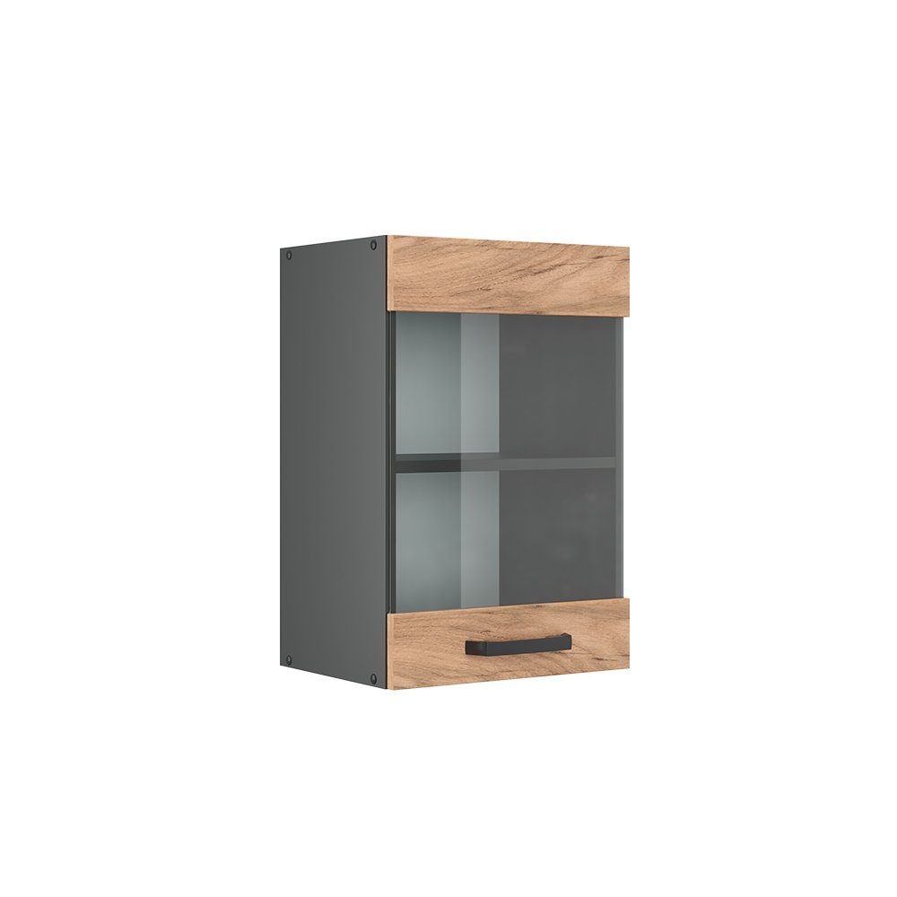 Vicco Glashängeschrank R-Line, Goldkraft Eiche/Anthrazit, 40 cm