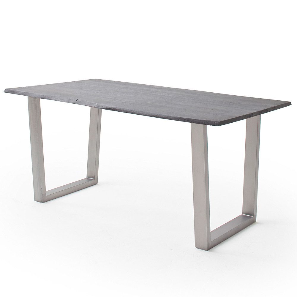Lomadox Esstisch COSENZA-06, 160x90cm, Akazie Massivholz, grau sandgestrahlt, Metallgestell
