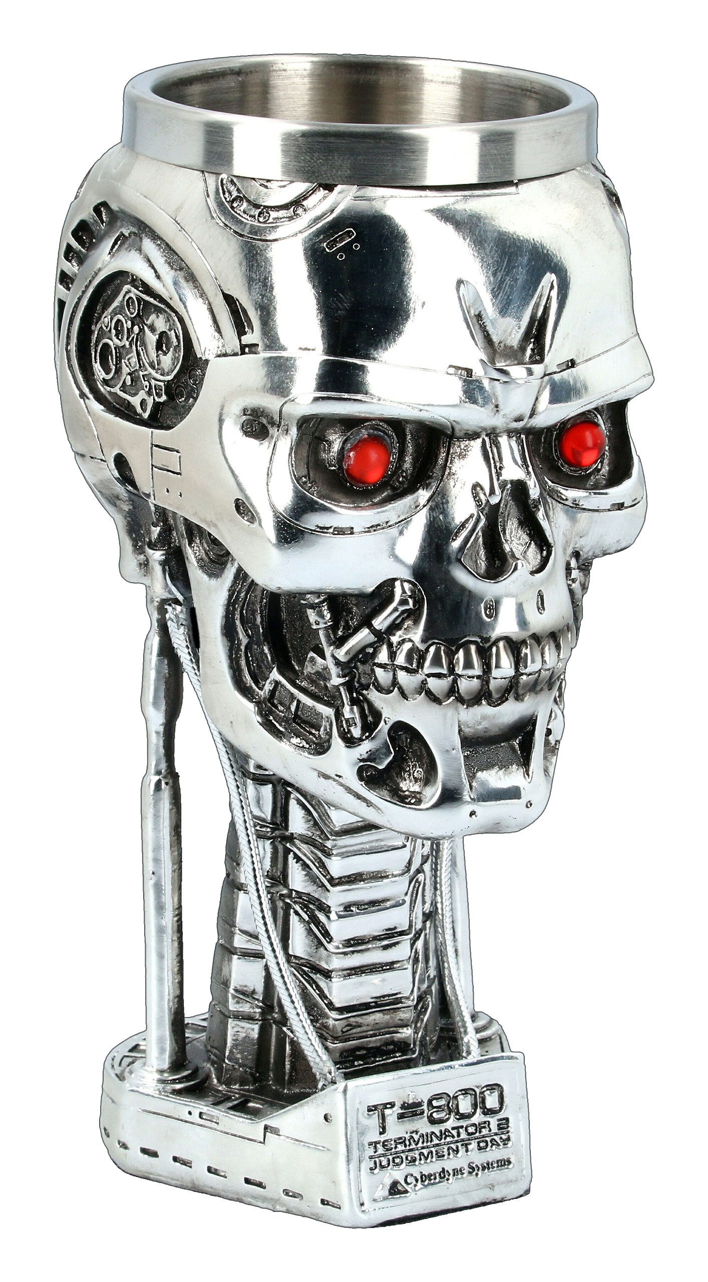 Figuren Shop GmbH Becher Kelch - Terminator 2 Schädel - Judgment Day Merchandise, Kunststein (Polyresin), Edelstahl