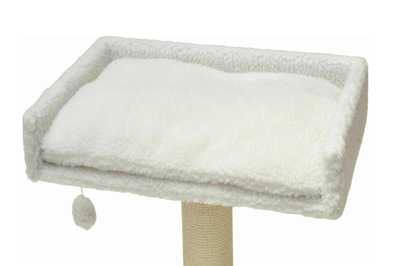 nanook Ersatz-Kratzbaumstamm Liegemulde mit Kissen weiß Teddyfell 60 cm