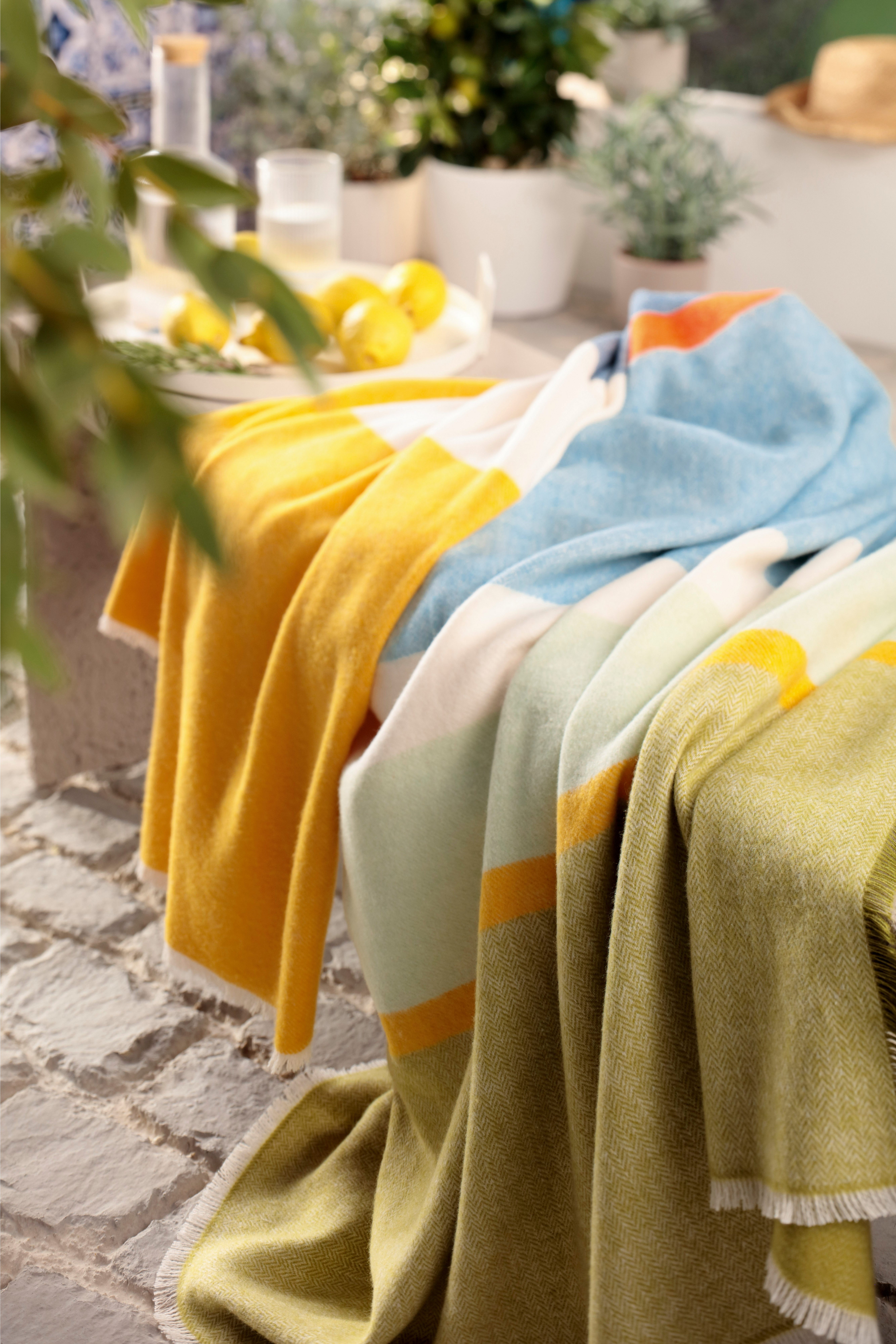 Plaid Plaid Summer, Biederlack, sommerliches Plaid mit Fransen