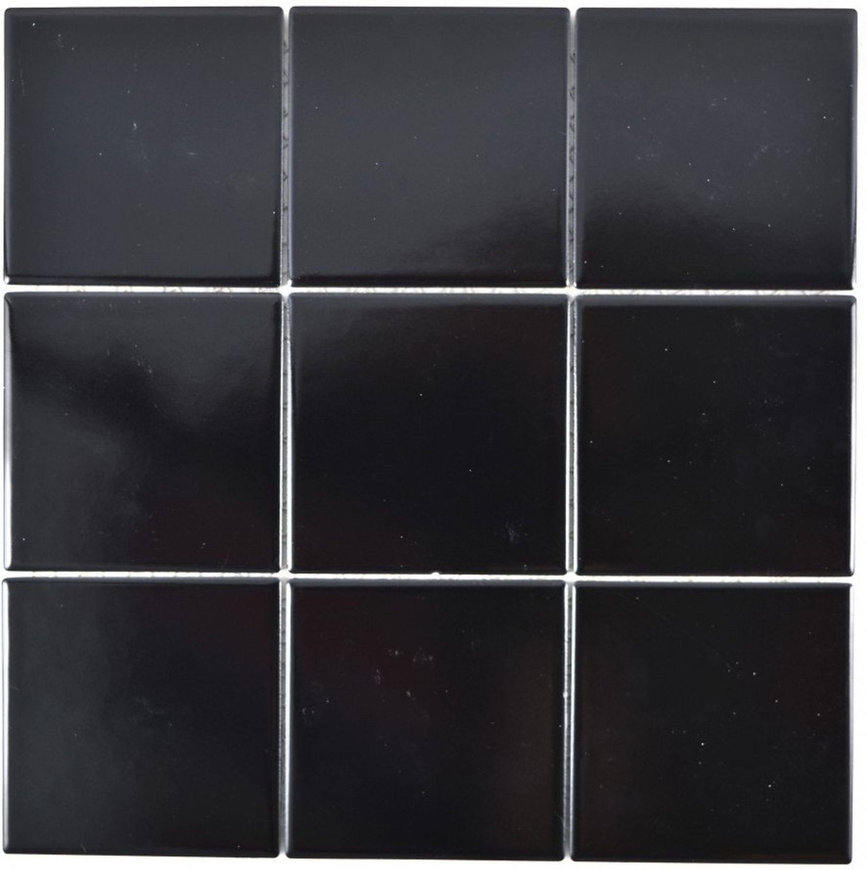 Mosani Mosaikfliesen Quadratisches Keramikmosaik Mosaikfliesen schwarz matt / 10 Matten