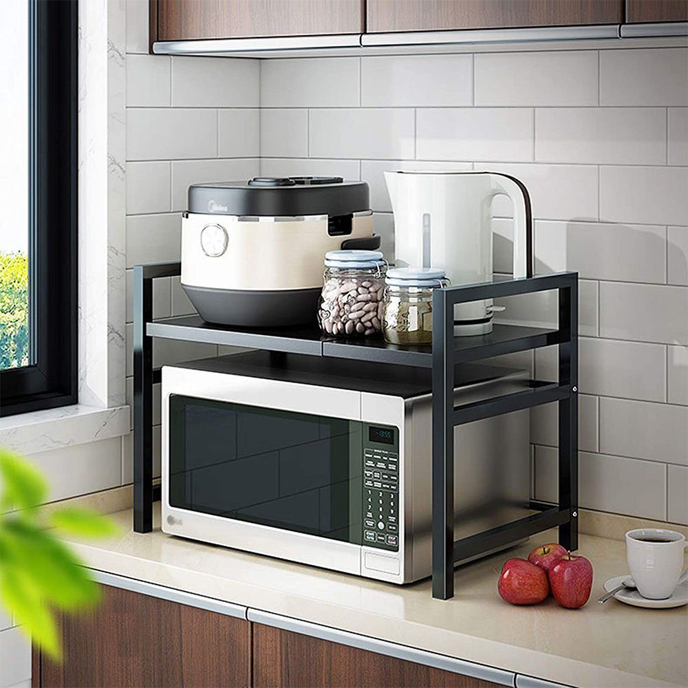 NUODWELL Küchenregal Erweiterbar Mikrowelle Regale, 2-stufiges Platzsparregal und Organizer