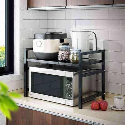 NUODWELL Küchenregal Erweiterbar Mikrowelle Regale, 2-stufiges Platzsparregal und Organizer