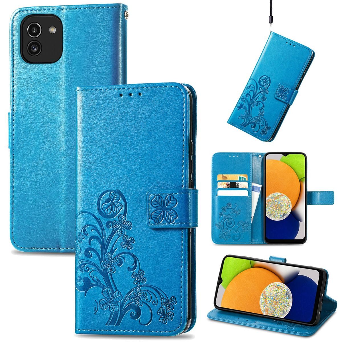 König Design Handyhülle Samsung Galaxy A03, Schutzhülle Schutztasche Case Cover Etuis Wallet Klapptasche Bookstyle