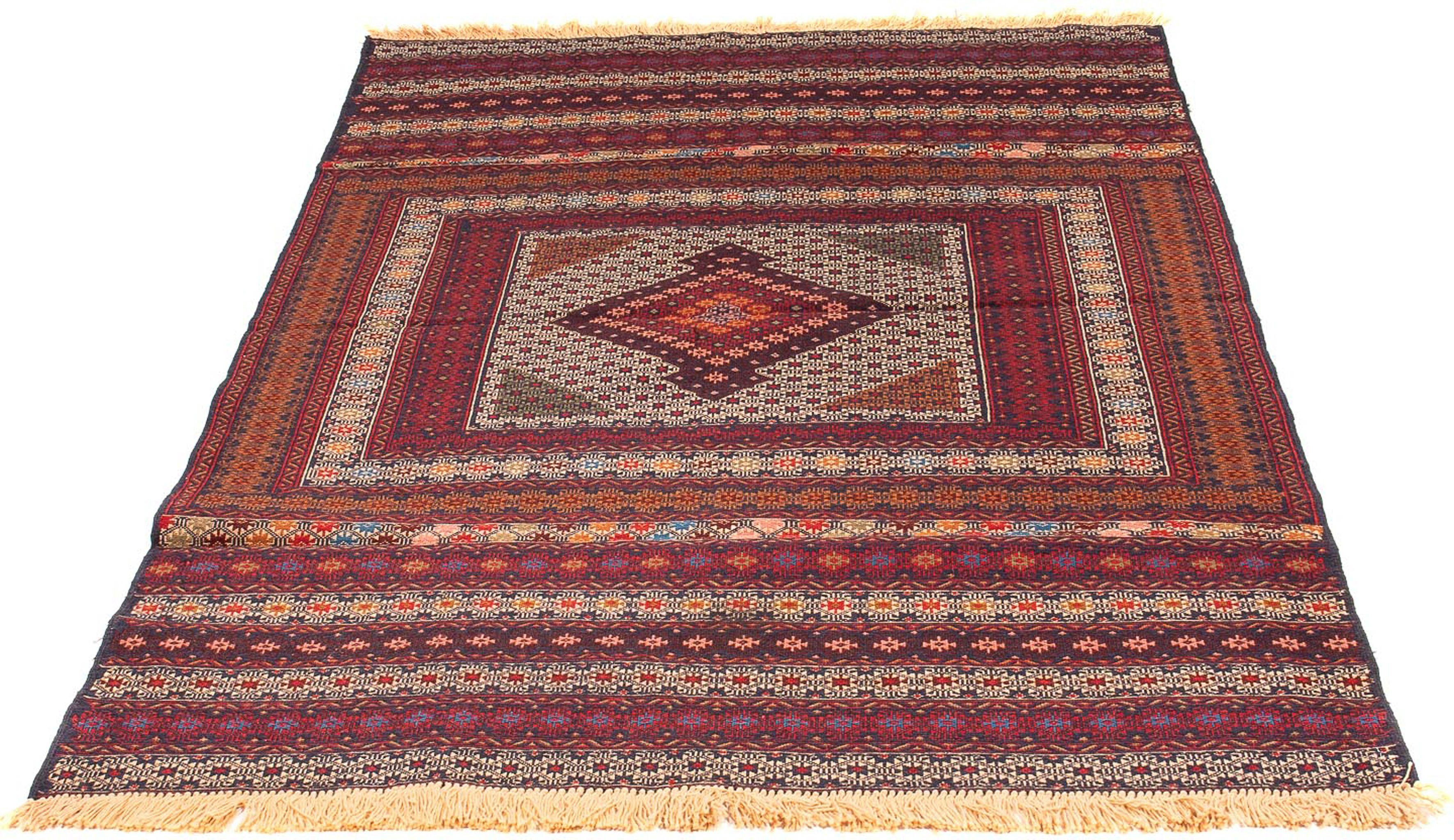 Wollteppich Kelim - Oriental - 186 x 121 cm - mehrfarbig, morgenland, rechteckig, Höhe: 4 mm, Wohnzimmer, Einzelstück