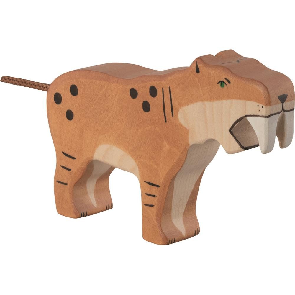 Holztiger Spielfigur Säbelzahntiger, Holzfigur, Tierfigur