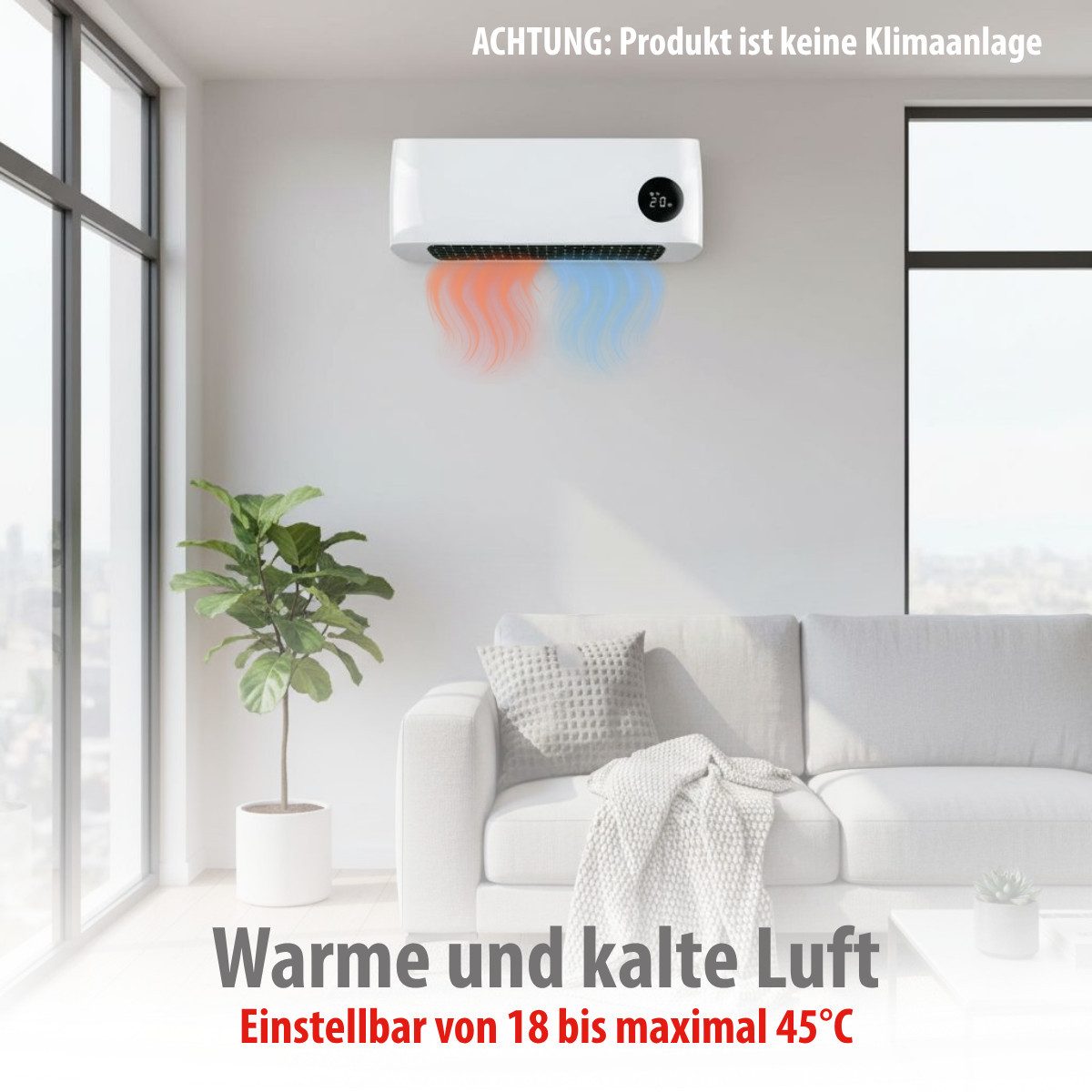 Alpina Heizgerät alpina Heizlüfter – Wandventilator leise mit Timer – Bild 4 von 5