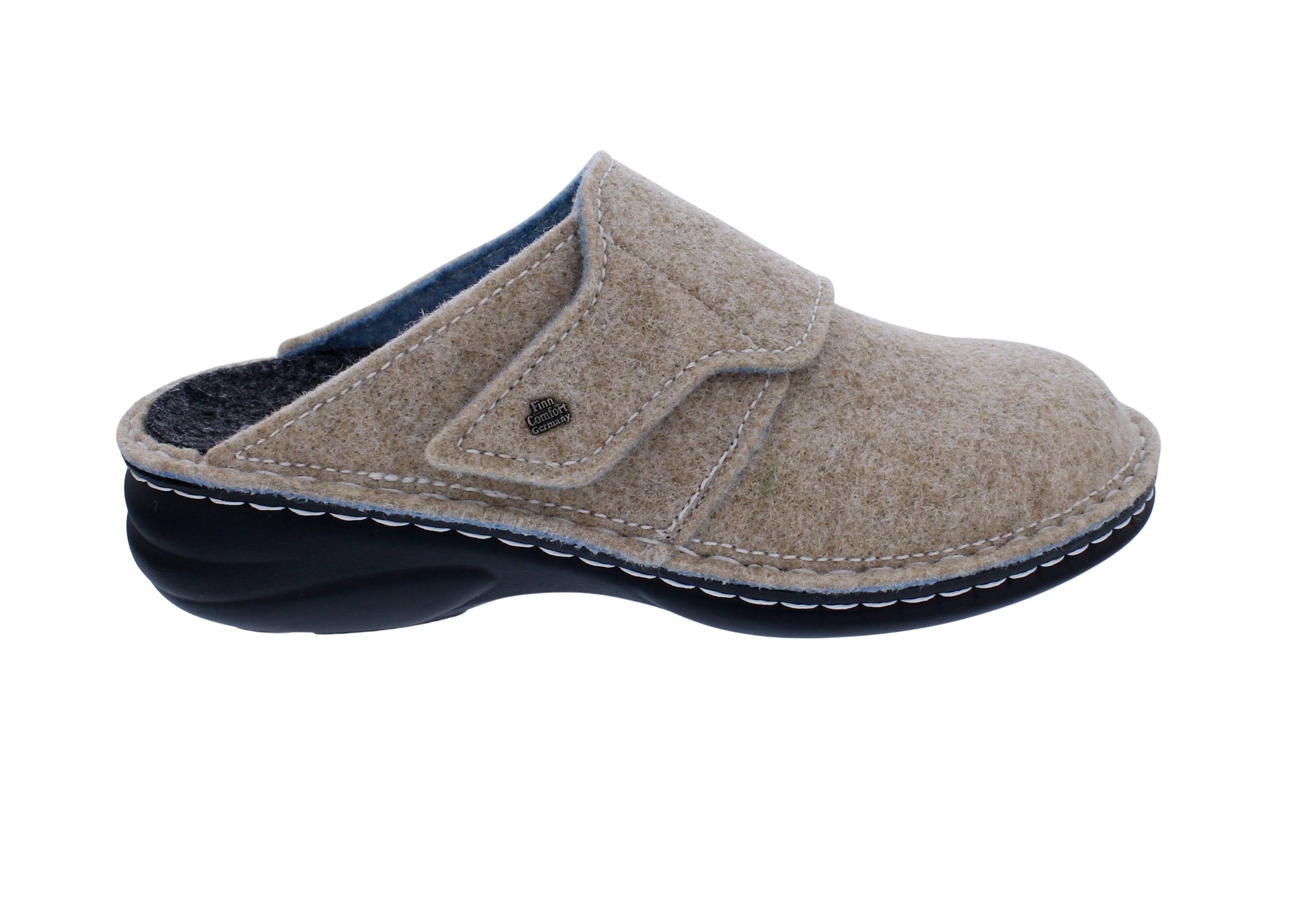 Finn Comfort Finn Comfort Goms 6569-482006, Doublefilz, Beige, Klettverschluss, Wec Pantoffel