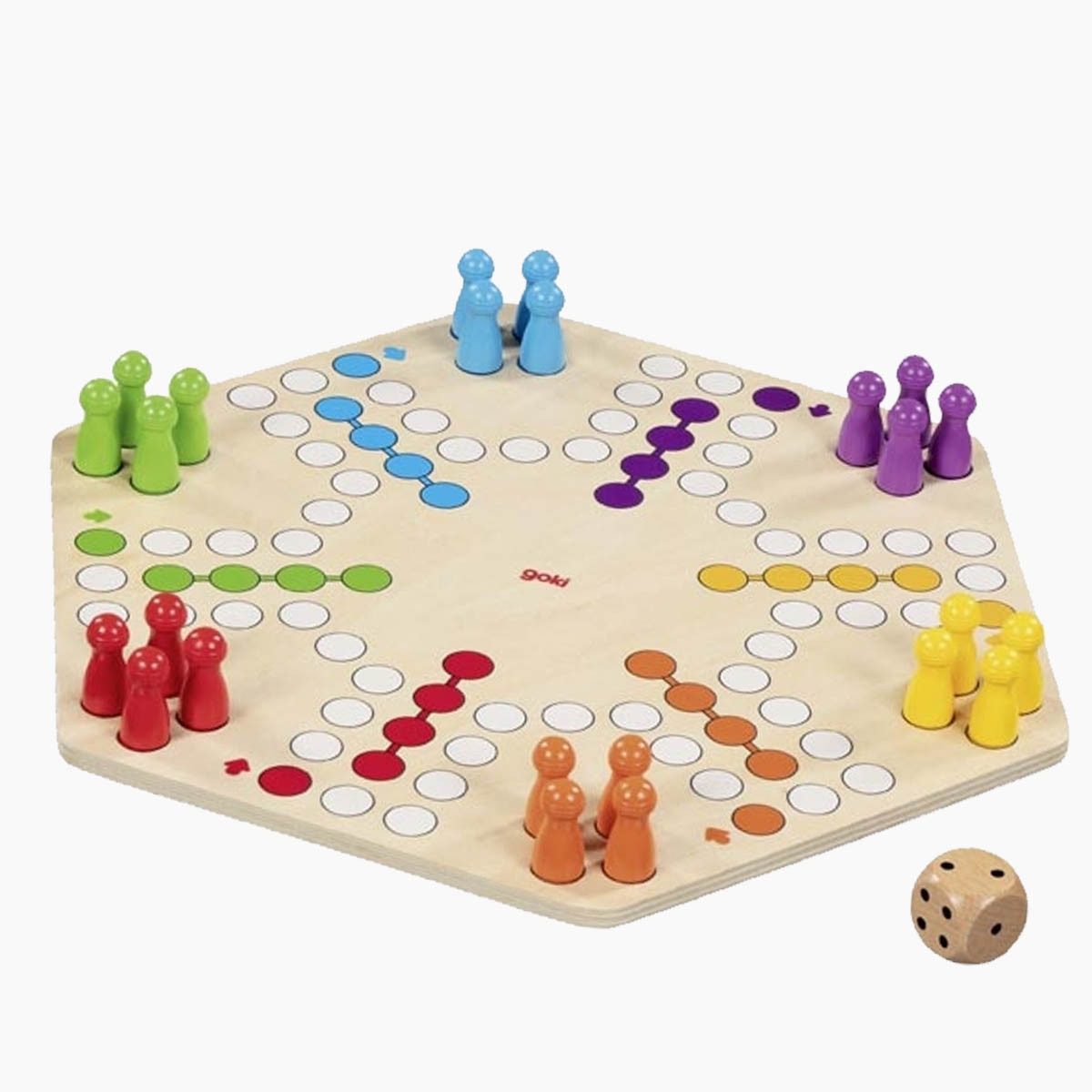 goki Spielesammlung Ludo für bis zu 6 Spieler, beidseitig bedruckt, gesellschaftsspiel,strategiespiel,würfelspiel,kinderspiel, Klassischer Spielspaß für die ganze Familie