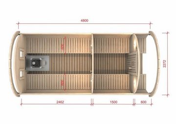 JVmoebel Sauna Saunafass Fasssauna Außensauna Personen 6-8 Holz Thermoholz, BxTxH: 2.27 x 4.8 x 2.08 cm, 46,00 mm, (1-St., 1x Sauna) Made in Europa