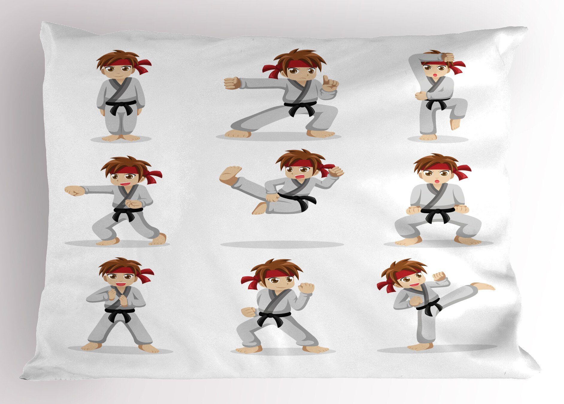 Gedruckter Karate Kissenbezüge Abakuhaus Cartoon Stück), Boy Martial Dekorativer Size Kopfkissenbezug, Arts Queen (1