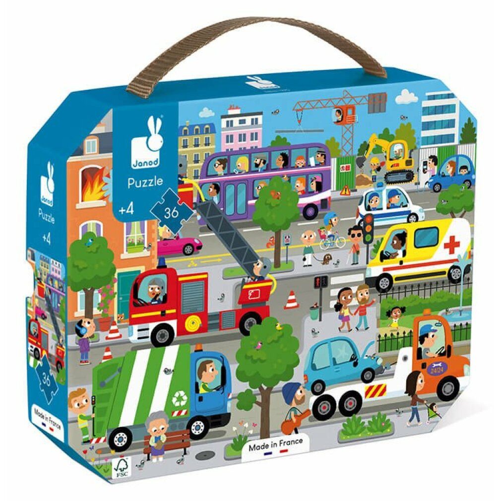 Janod Puzzle Puzzle im Koffer City 36 Teile, Puzzleteile