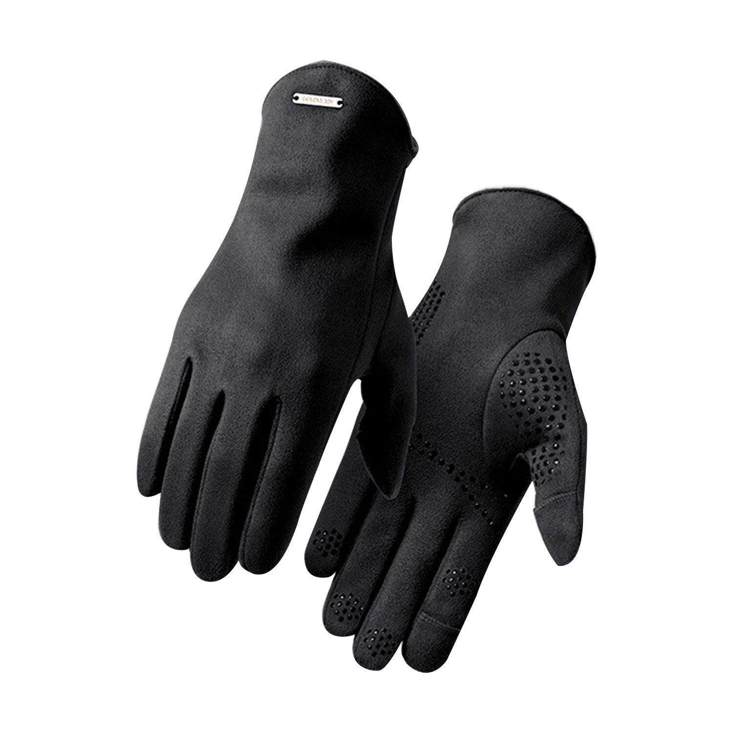 MAGICSHE Fleecehandschuhe Touchscreen Winter Fahrradhandschuhe Anti Rutsch-Warme Handschuhe Schwarz