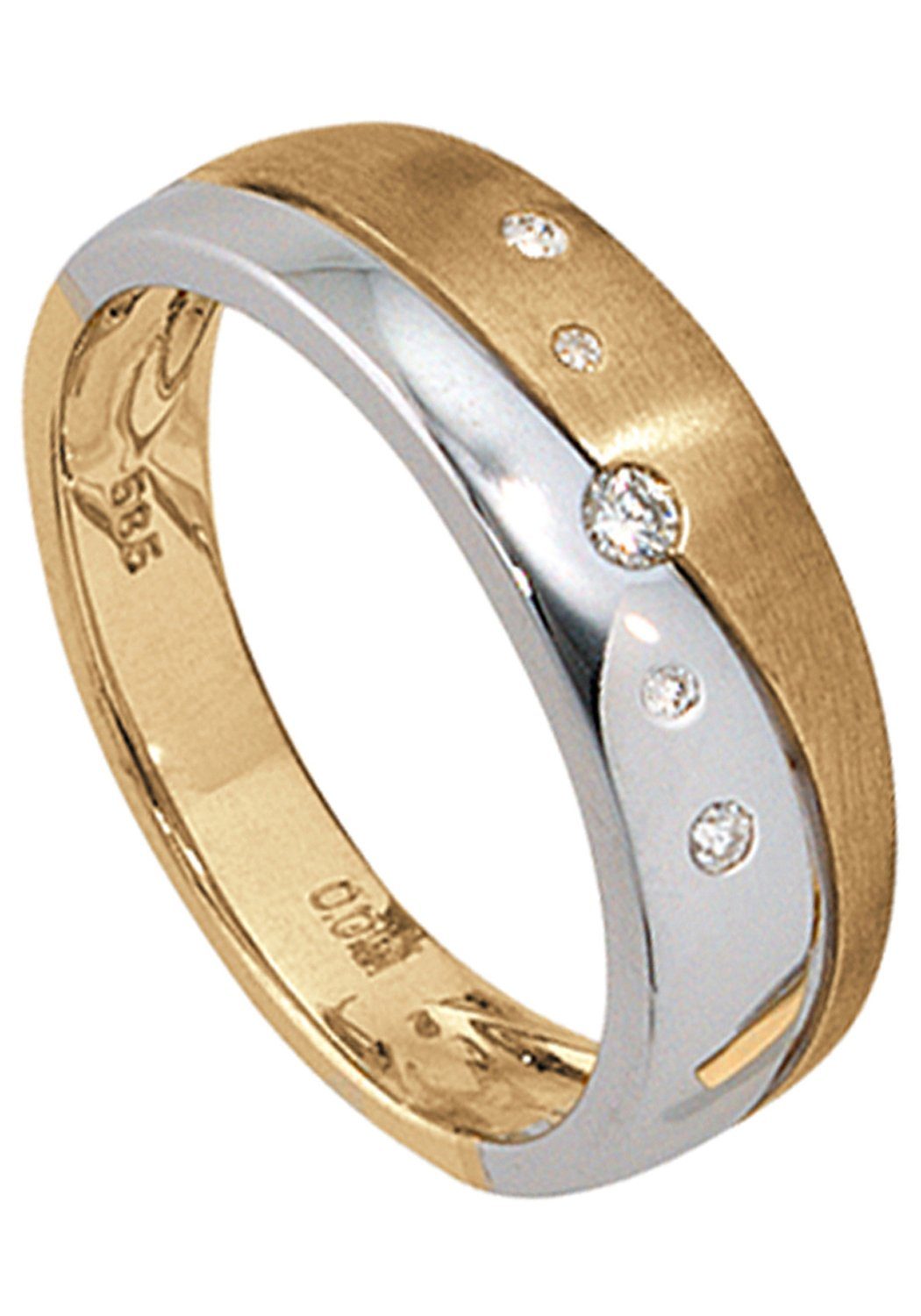 JOBO Diamantring, 585 Gold bicolor mit 5...
