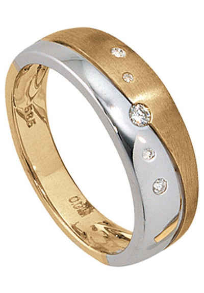 JOBO Diamantring, 585 Gold bicolor mit 5 Diamanten