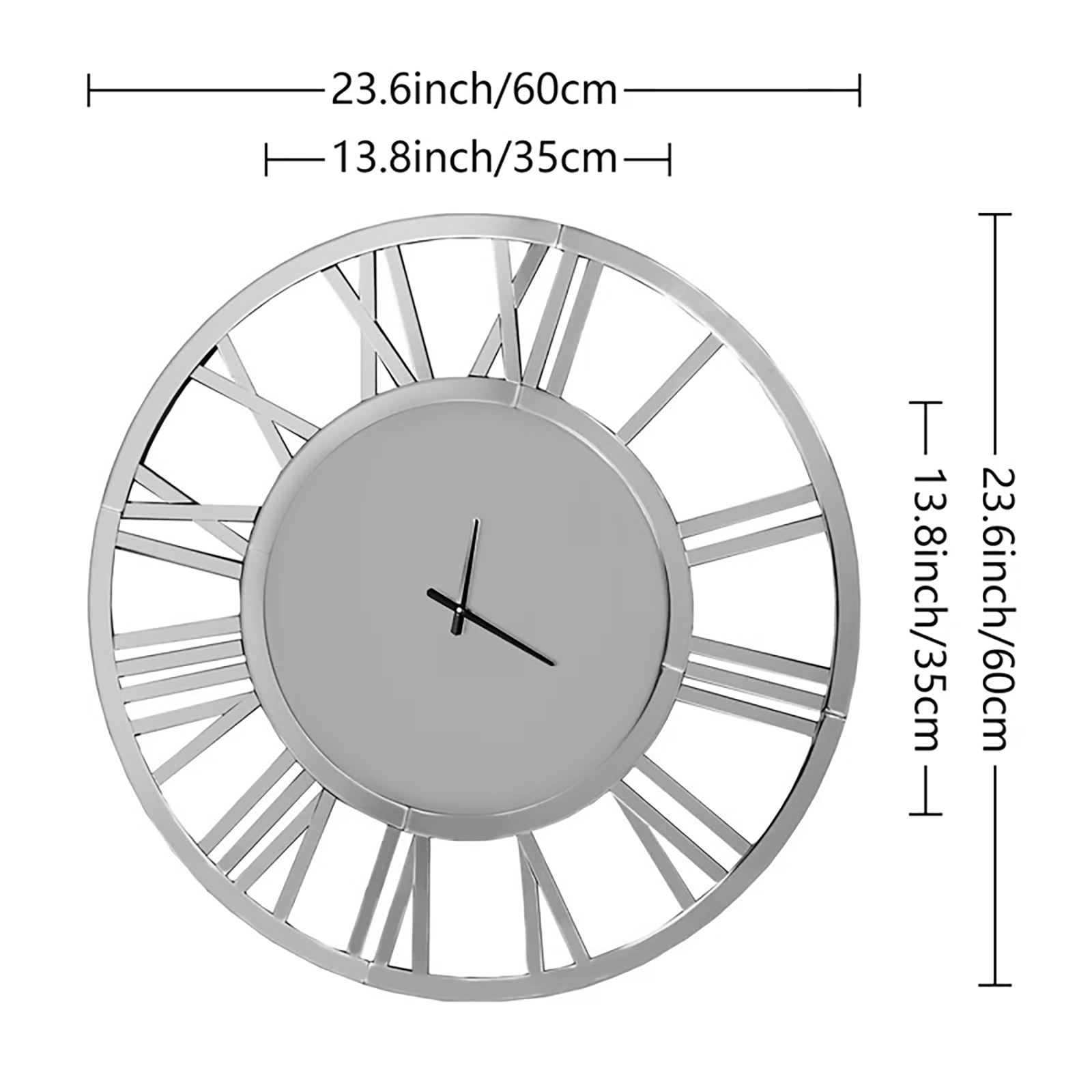 Yorbay Wanduhr Runde Spiegel-Wanduhr mit Romischen Ziffern & Holzrückwand ( günstig online kaufen