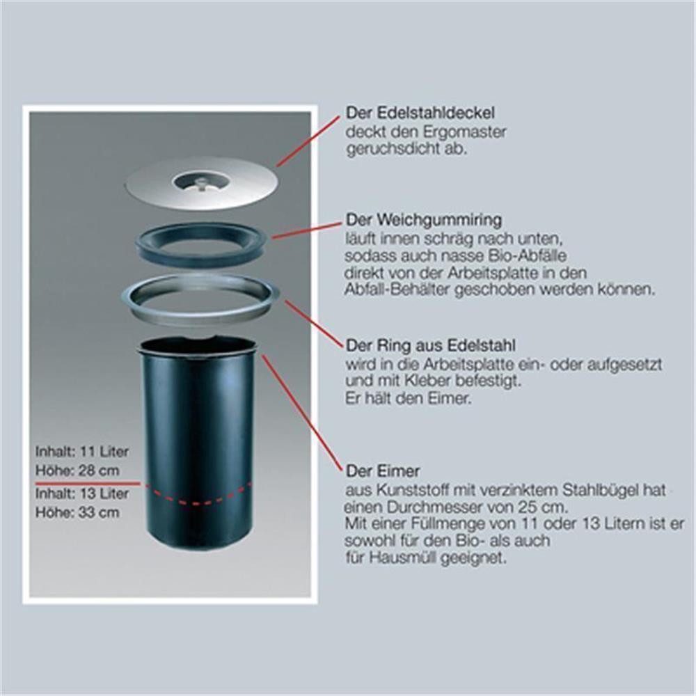 WESCO Einbaumülleimer 060100-47 Ergo-Master, 11 Liter, Kunststoff-Einsatz