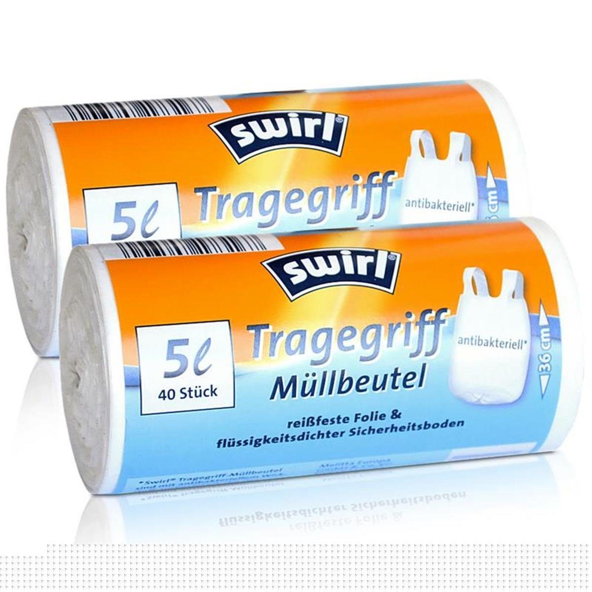 Swirl Müllbeutel 2x Swirl Tragegriff Müllbeutel 5L (40 stk./Rolle)