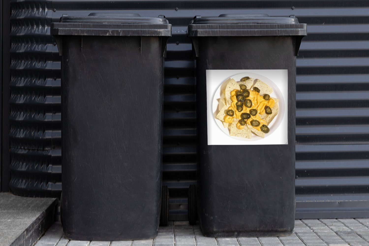 Wandsticker Nachos Mülleimer-aufkleber, Container, (1 Abfalbehälter Mülltonne, St), mit MuchoWow Sticker, Jalapeño-Paprika