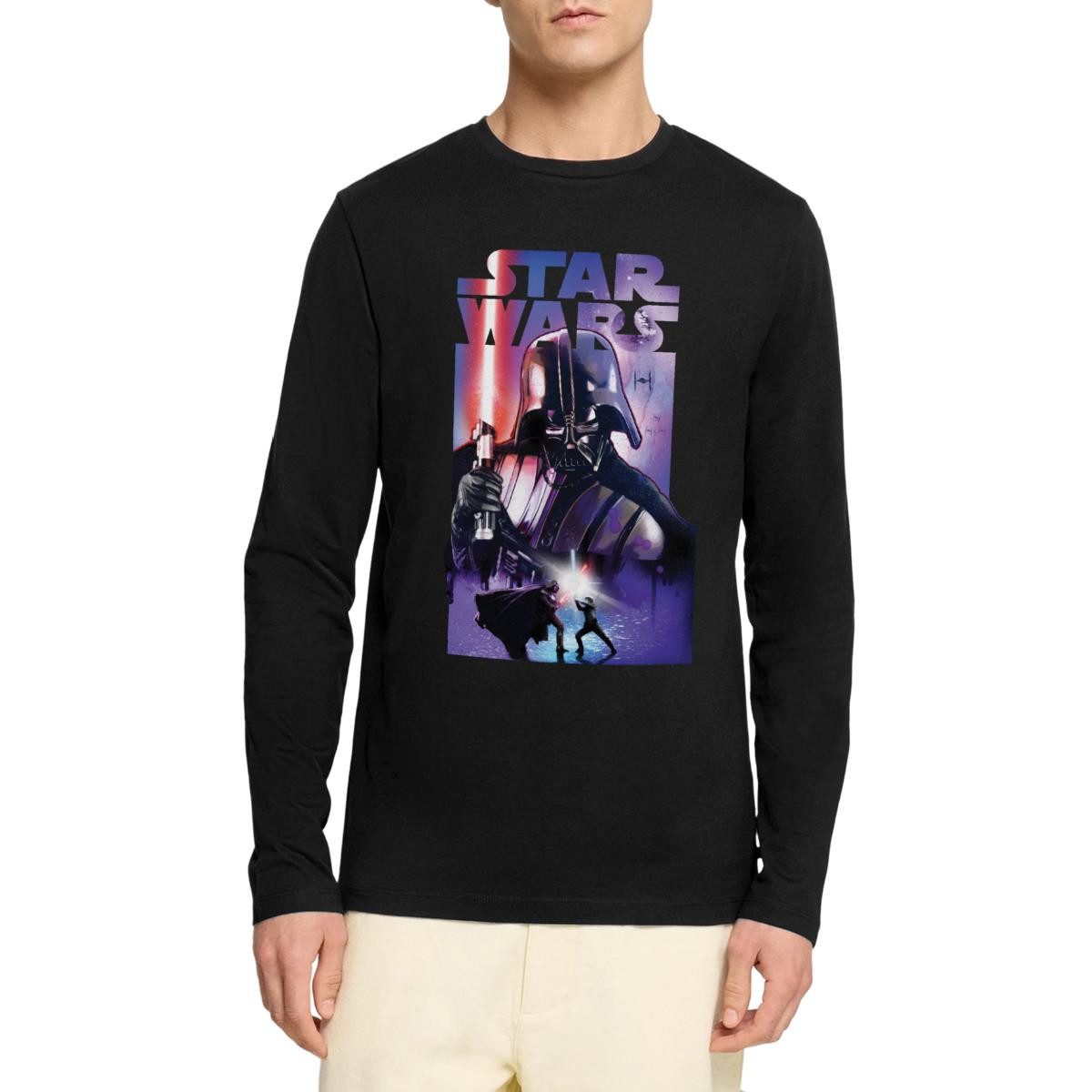 T-Shirt Star Wars Darth Vader Mit Rotem Lichtschwert Premium Langarmshirt Herr