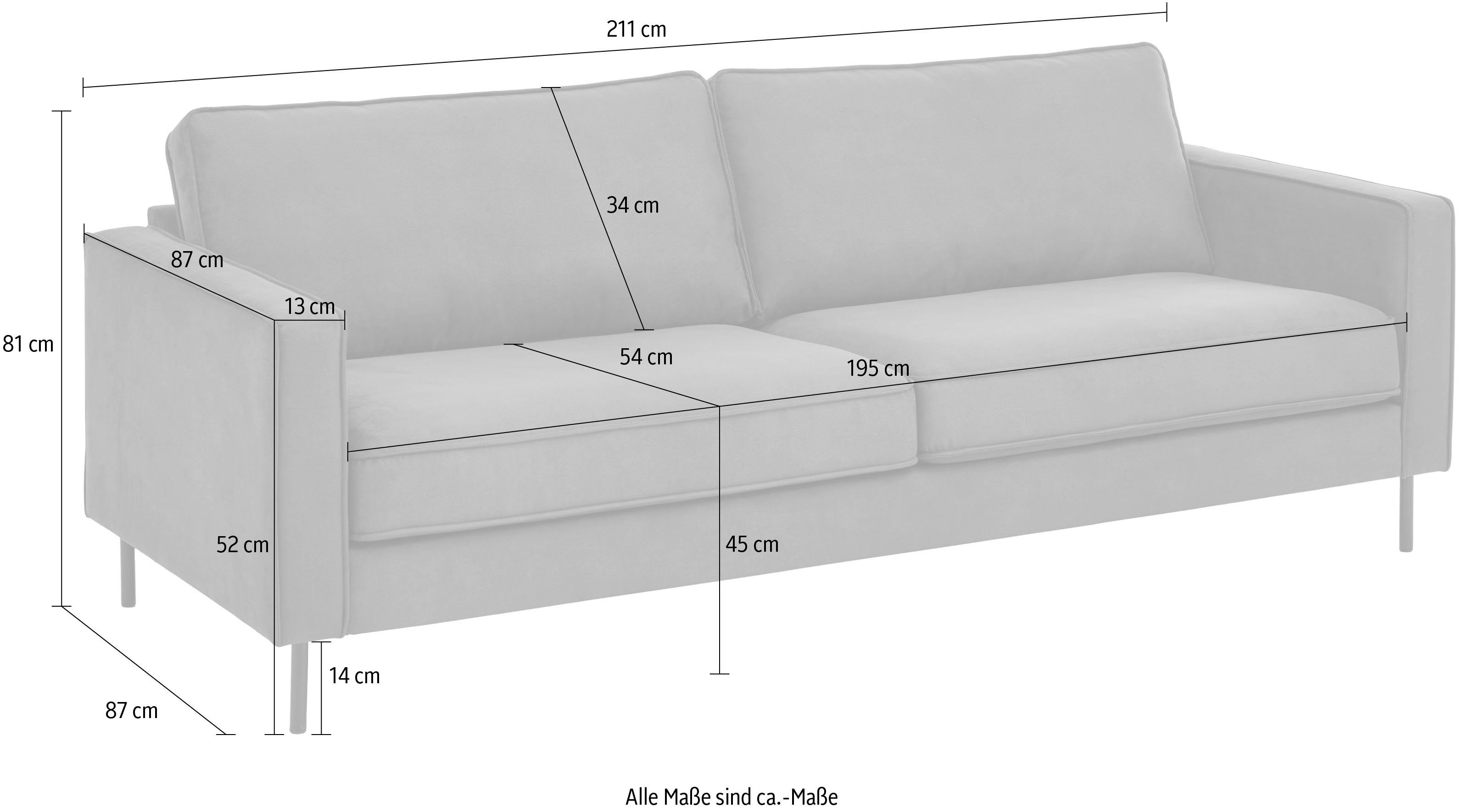 ATLANTIC home collection 3-Sitzer mit | Wellenunterfederung Weston, Grau skandinavischem Grau Stil, im