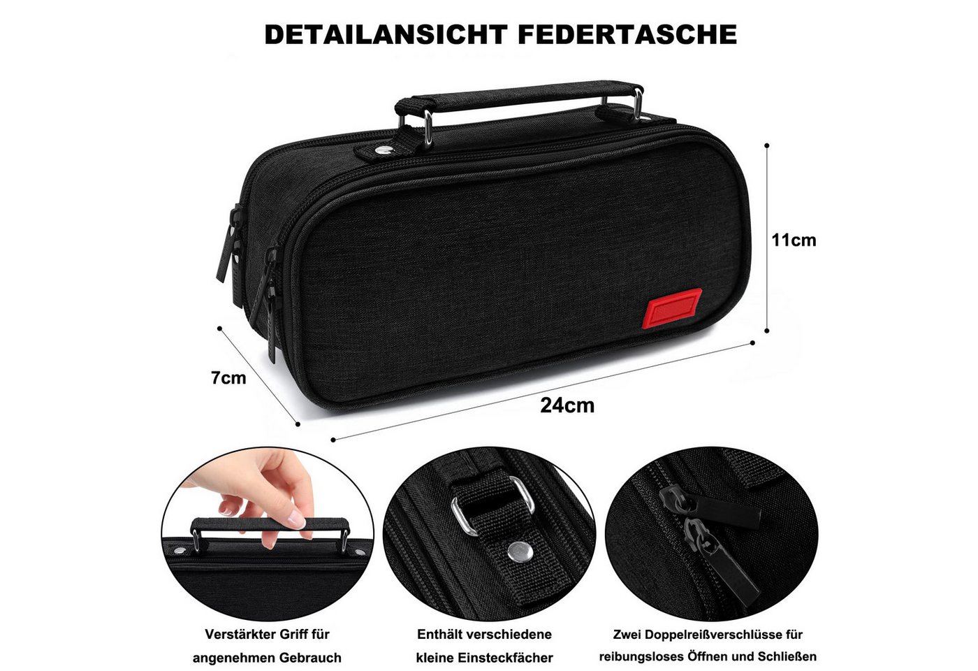 Thumbnail - Coonoor Schreibgeräteetui Federmäppchen mit großer Kapazität – Robuste Canvas Stifttasche, (1-tlg), mit mehreren Fächern...