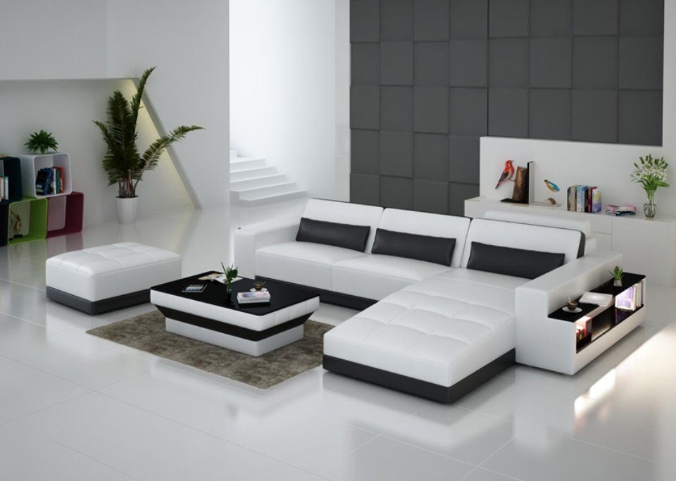 JVmoebel Ecksofa, Ledersofa Couch Design Sofa Eck Modern Wohnlandschaft Ecksofa