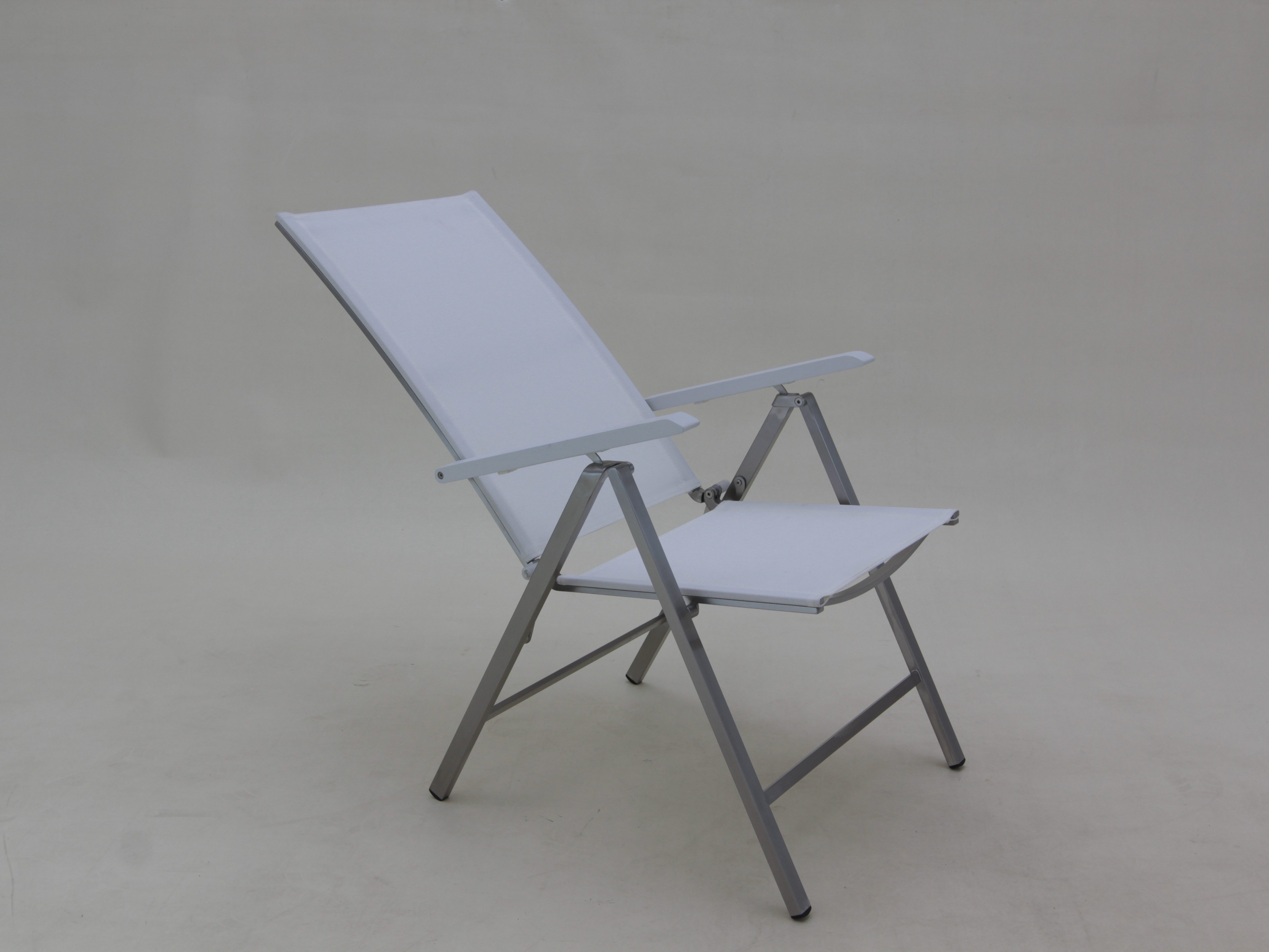 Fritz Müller Metallwarenfabrik GmbH Gartenstuhl Klappstuhl Meran weiß Edelstahl Klappsessel Garten Outdoor, 120 kg Tragkraft / klappbar / wetterfest / pflegeleicht