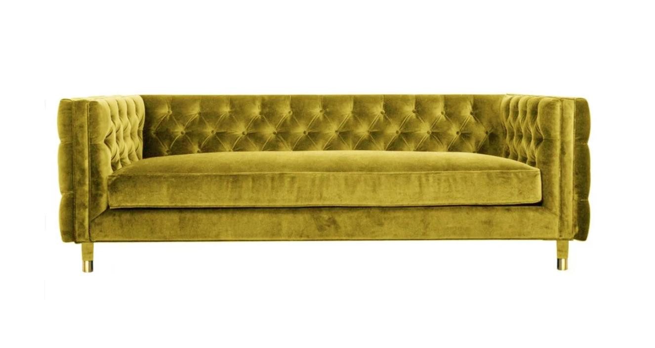 JVmoebel Chesterfield-Sofa Chesterfield 4-Sitzer Sofa Gelb Luxus Design Textil Möbel Couchen, 1 Teile, Made in Europe