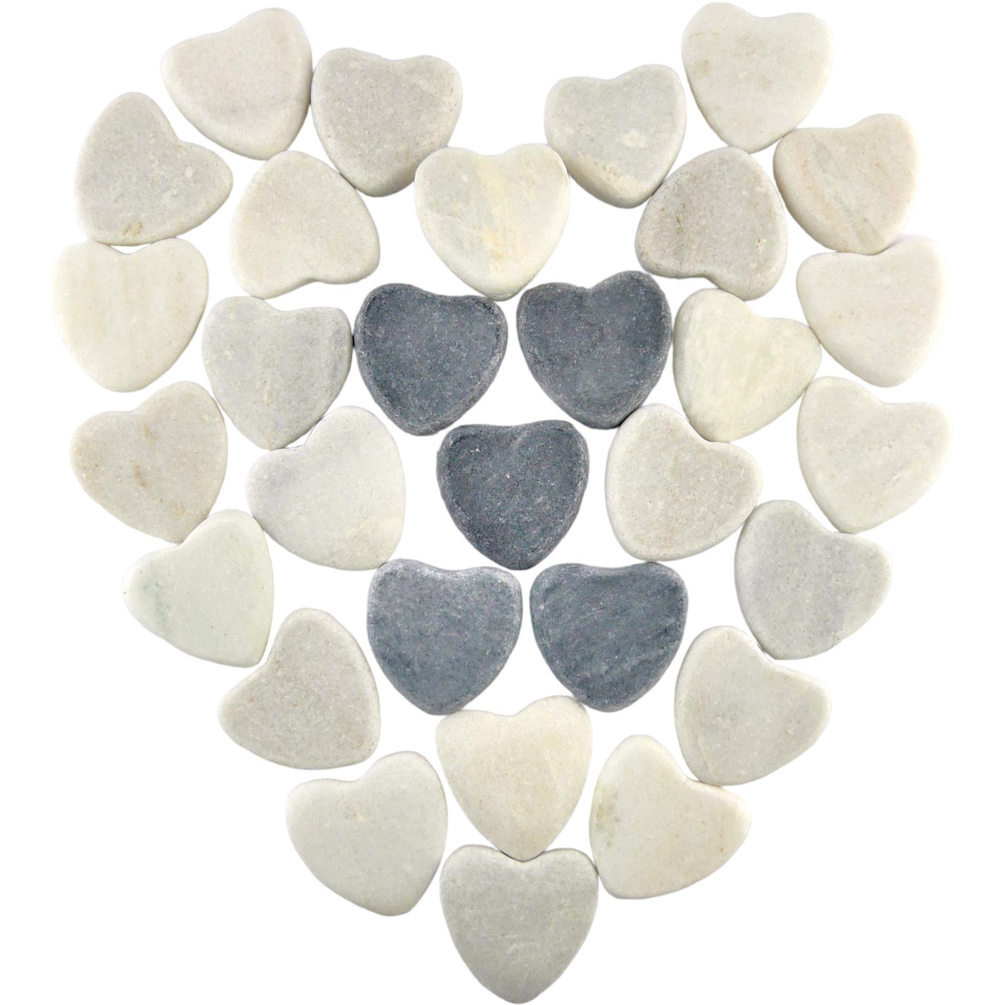 DekoTown Streudeko Streudeko Bastelbedarf Steinherzen Rheinkiesel Herzen 4 cm, 30 St.