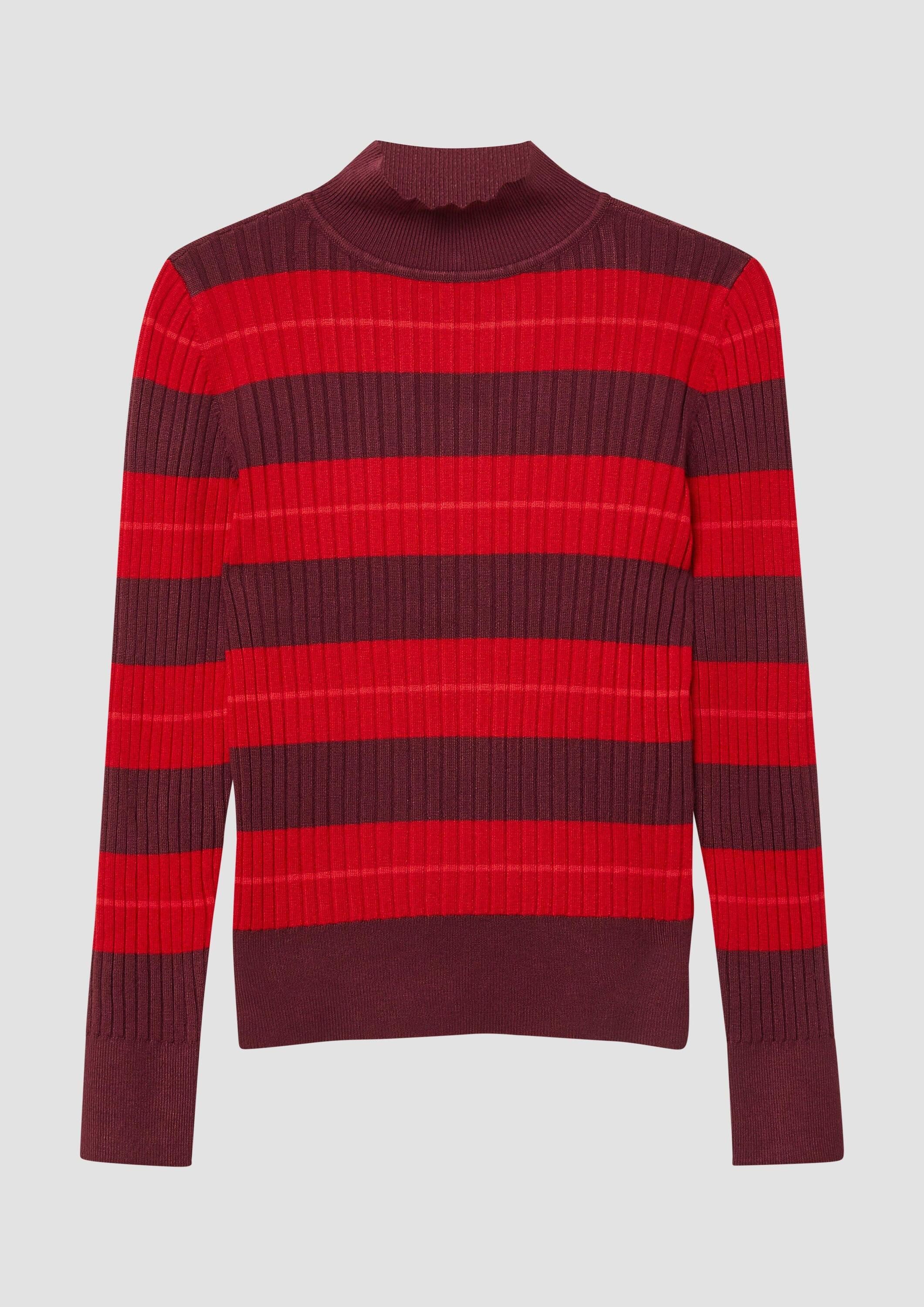 s.Oliver Longpullover Strickpullover Ripppullover im Slim Fit mit Stehkragen