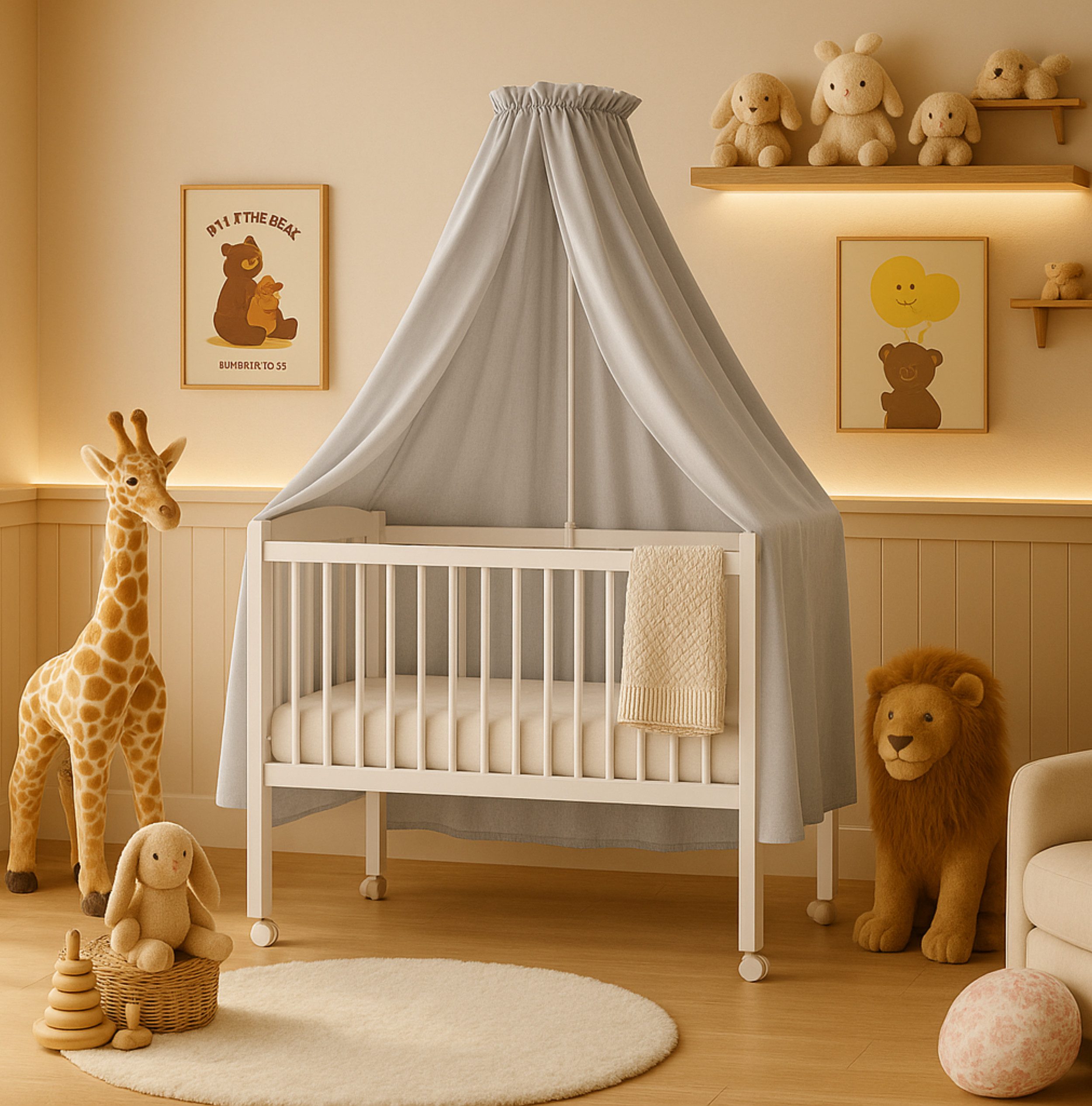 Alavya Home® Балдахін для ліжка Babybetthimmel mit Himmelstange Baldachin Insektenschutz für Babybett (2-tlg), Komplett-Set 100% Bio-Baumwolle, GOTS-geprüft, 150 x 240 cm