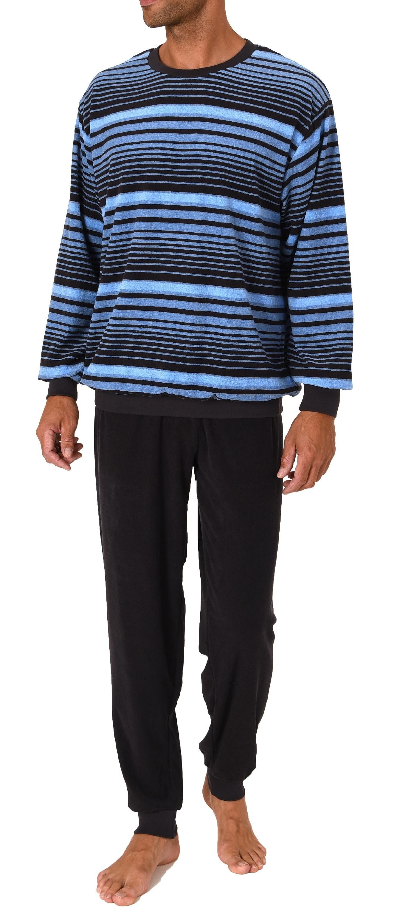 Normann Pyjama Edel aussehender Herren Frottee Schlafanzug langarm mit Bünd günstig online kaufen