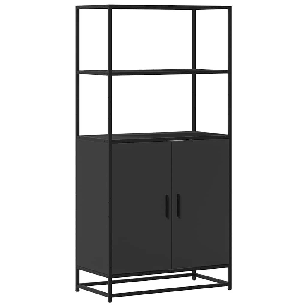 Highboard Highboard Schwarz 68x35x139 cm Holzwerkstoff und Metall