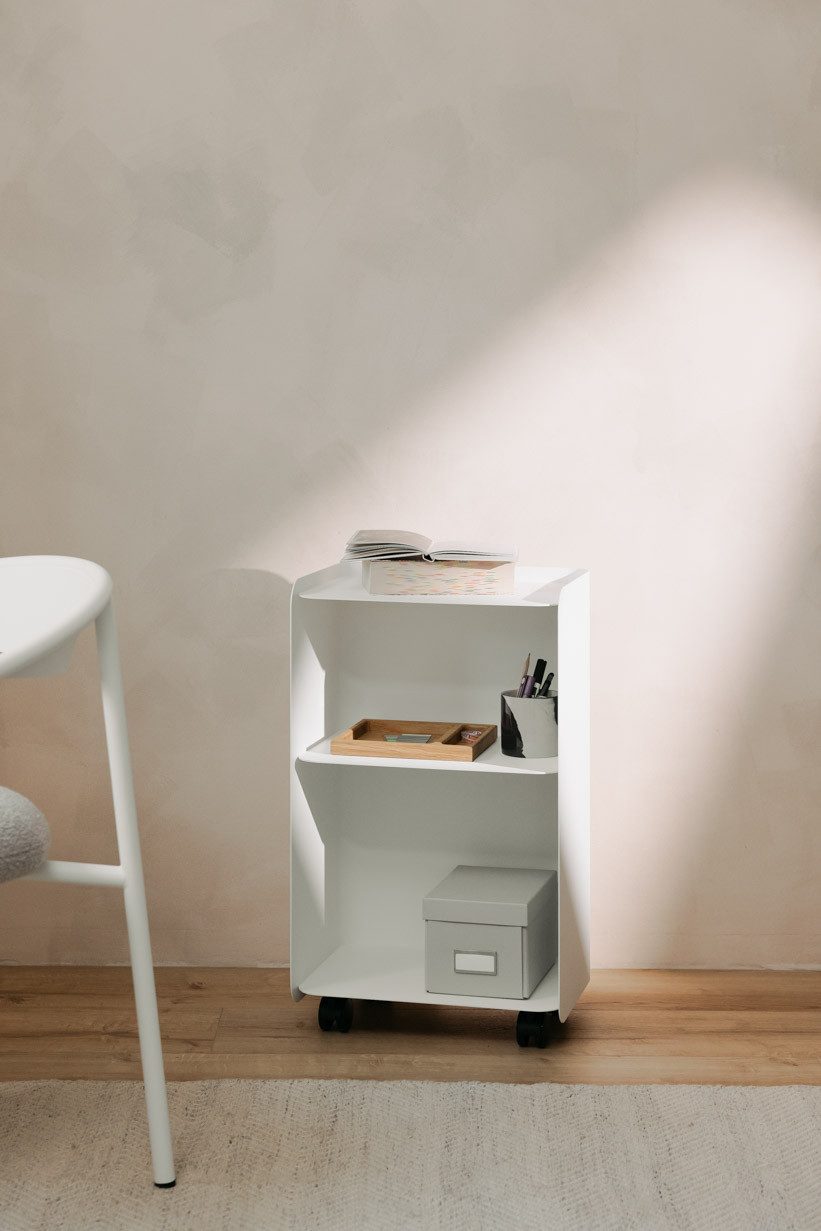 Metallbude Rollcontainer JUNO, variabel nutzbar als Beistelltisch, Nachttisch oder Organizer