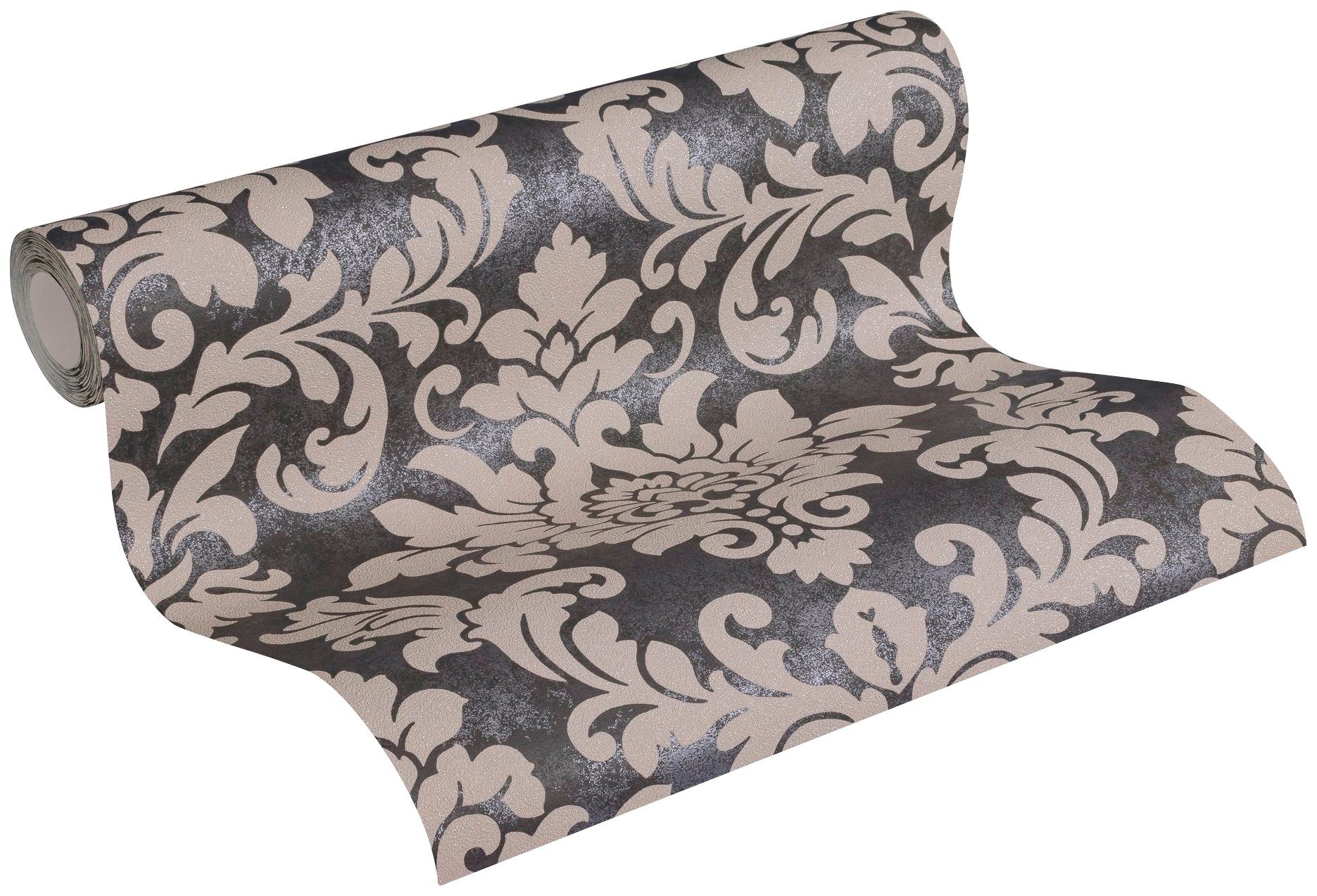 living walls Vliestapete Trendwall mit Ornamenten barock, leicht strukturiert, Barock, gemustert, ornamental, Glitzertapete Ornament Tapete Barock Tapeten Wohnzimmer Schlafzimmer