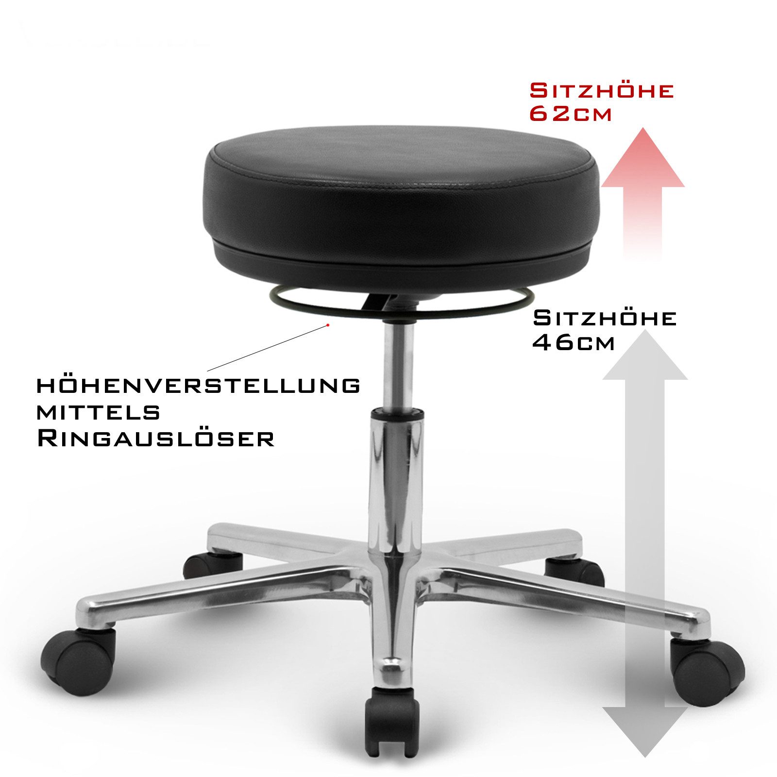 Versee Drehhocker Arbeitshocker Echtleder - höhenverstellbar, 150kg belastb günstig online kaufen