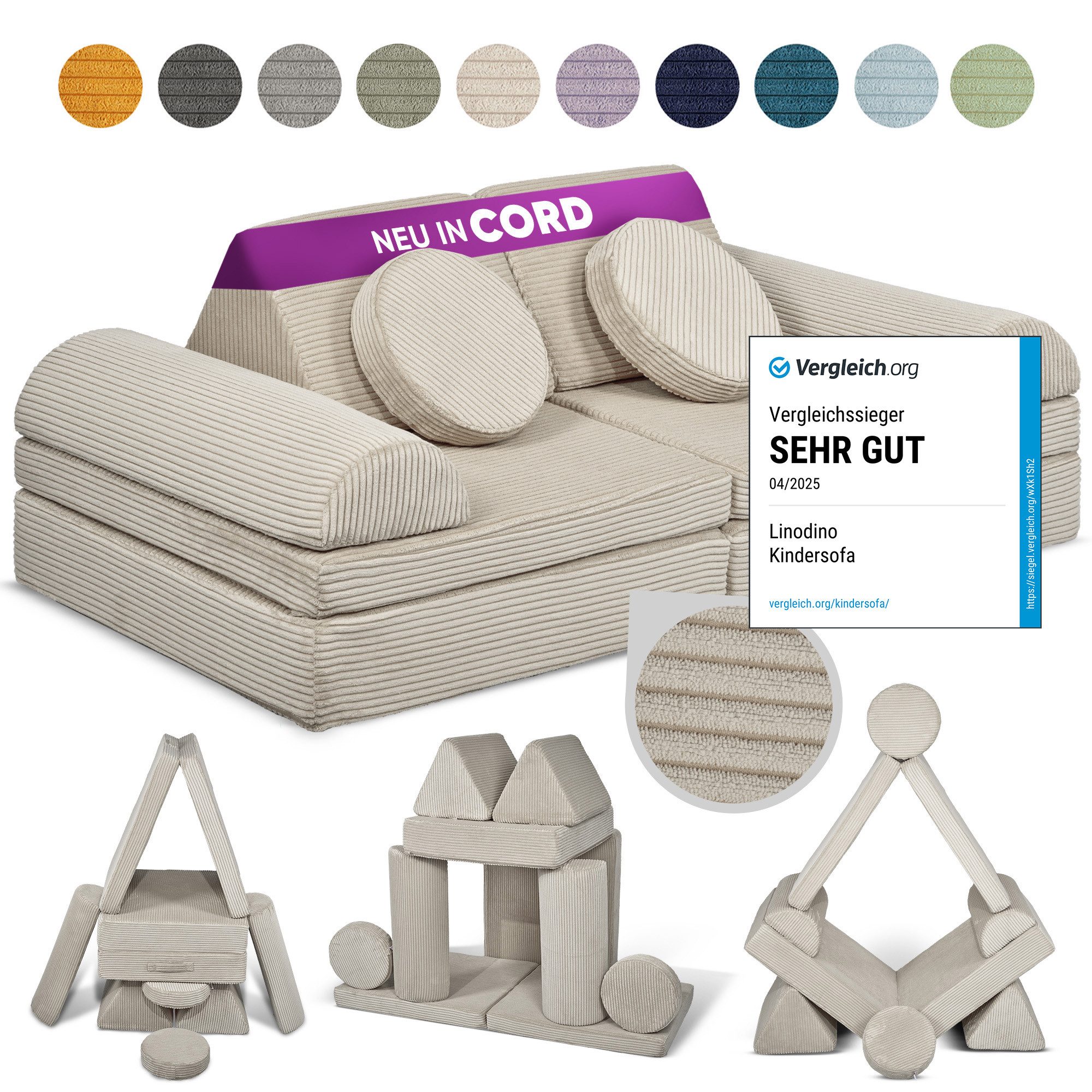 Linodino Kindersofa Spielsofa I Schaumstoff Stapelsteine günstig online kaufen