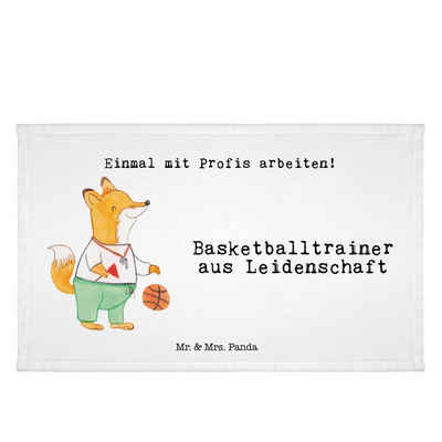 Mr. & Mrs. Panda Handtuch Basketballtrainer Leidenschaft - Weiß - Geschenk, Basketballcoach, Re, (1-St), Allseitig umsäumt