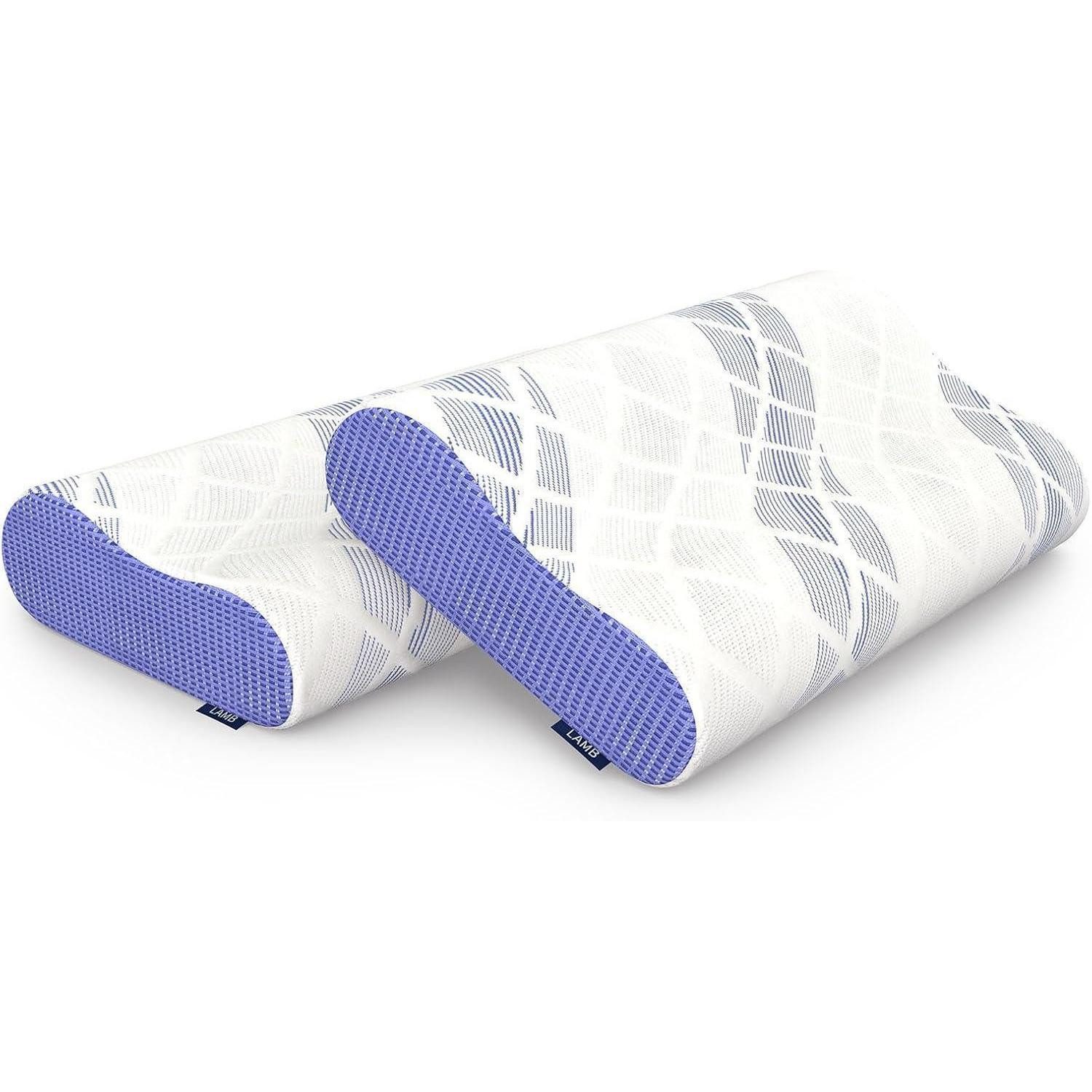 LuxusKollektion Anti-Schnarch Kissen Kopfkissen Nackenstützkissen Memory Foam 60x36x12 10cm Blau 2