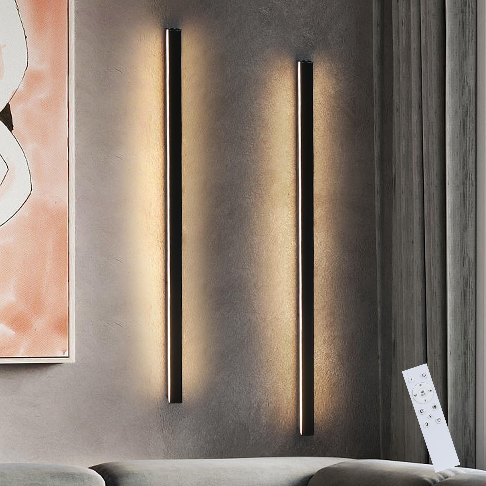 ZMH LED Wandleuchte Innen Schwarz 60/80/100CM Wandlampe 3000K Modern Flur S günstig online kaufen