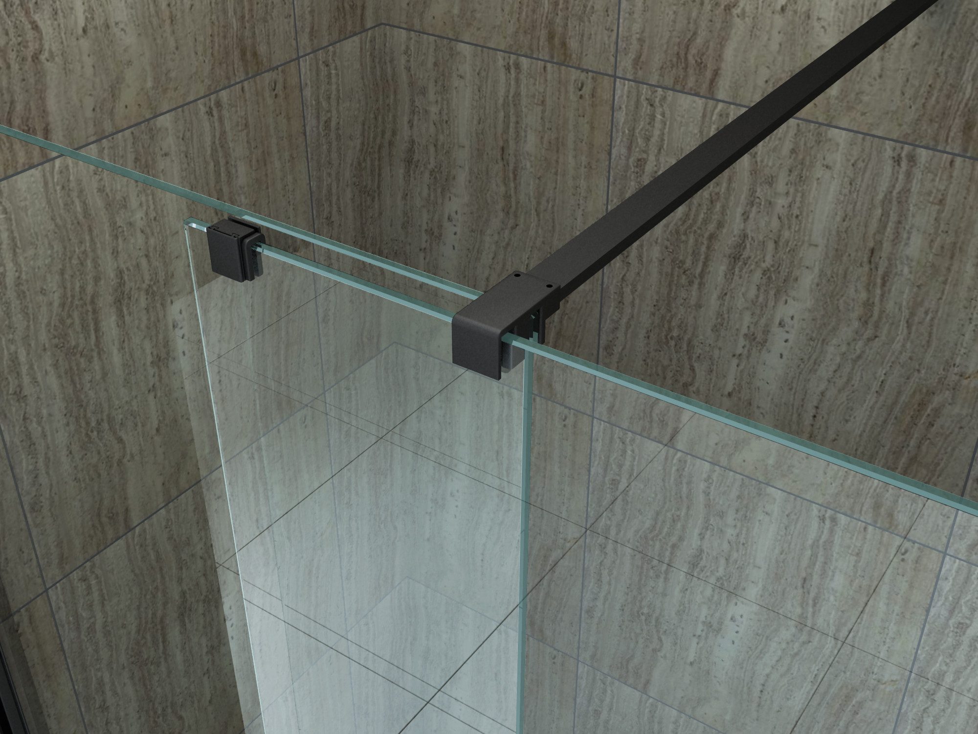 Alphabad Walk-in-Dusche 8 mm Schiebetür-Duschwand TUTTO (schwarz) 180 x 200 cm