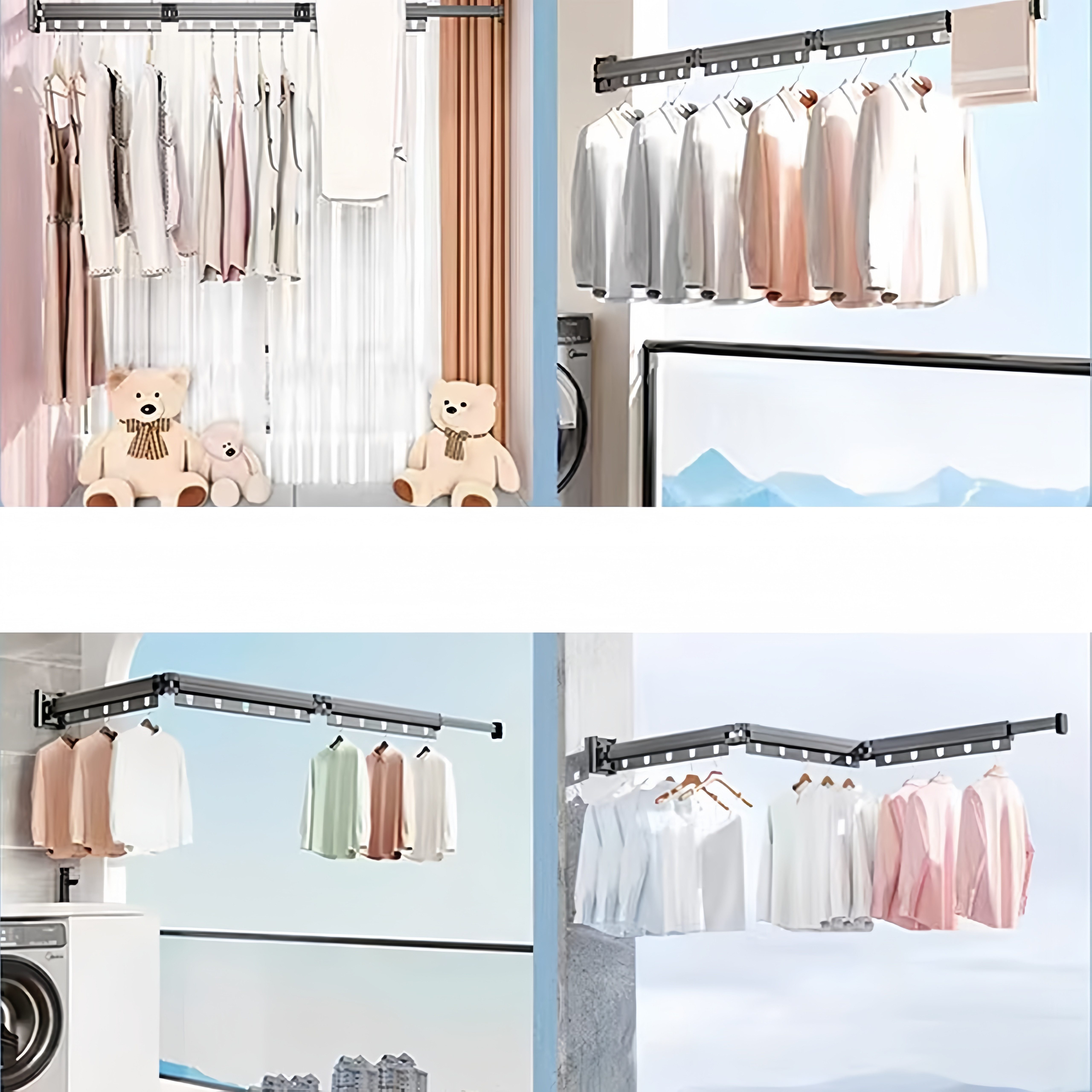 GLIESE POWER Kleiderständer 126 cm Wäscheständer Wandmontage 3-fach, (Packu günstig online kaufen