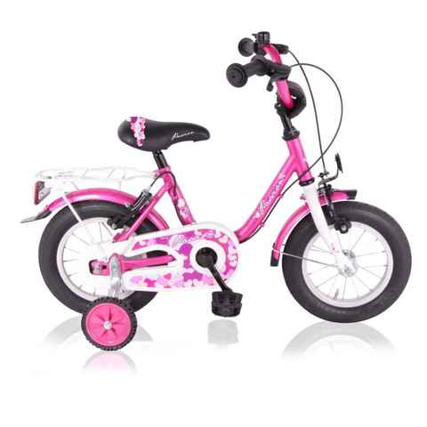 T&Y Trade Kinderfahrrad 12 Zoll Kinder Mädchen City Fahrrad Bike Rad Kinderfahrrad PASSION, 1 Gang, Gepäckträger, Stützräder