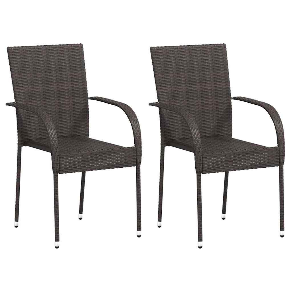 furnicato Gartenstuhl Stapelbare Gartenstühle aus PE-Rattan 55,5 x 53,5 x 95 cm Braun (2 St), Wasserabweisende Essstühle mit pulverbeschichtetem Stahlrahmen