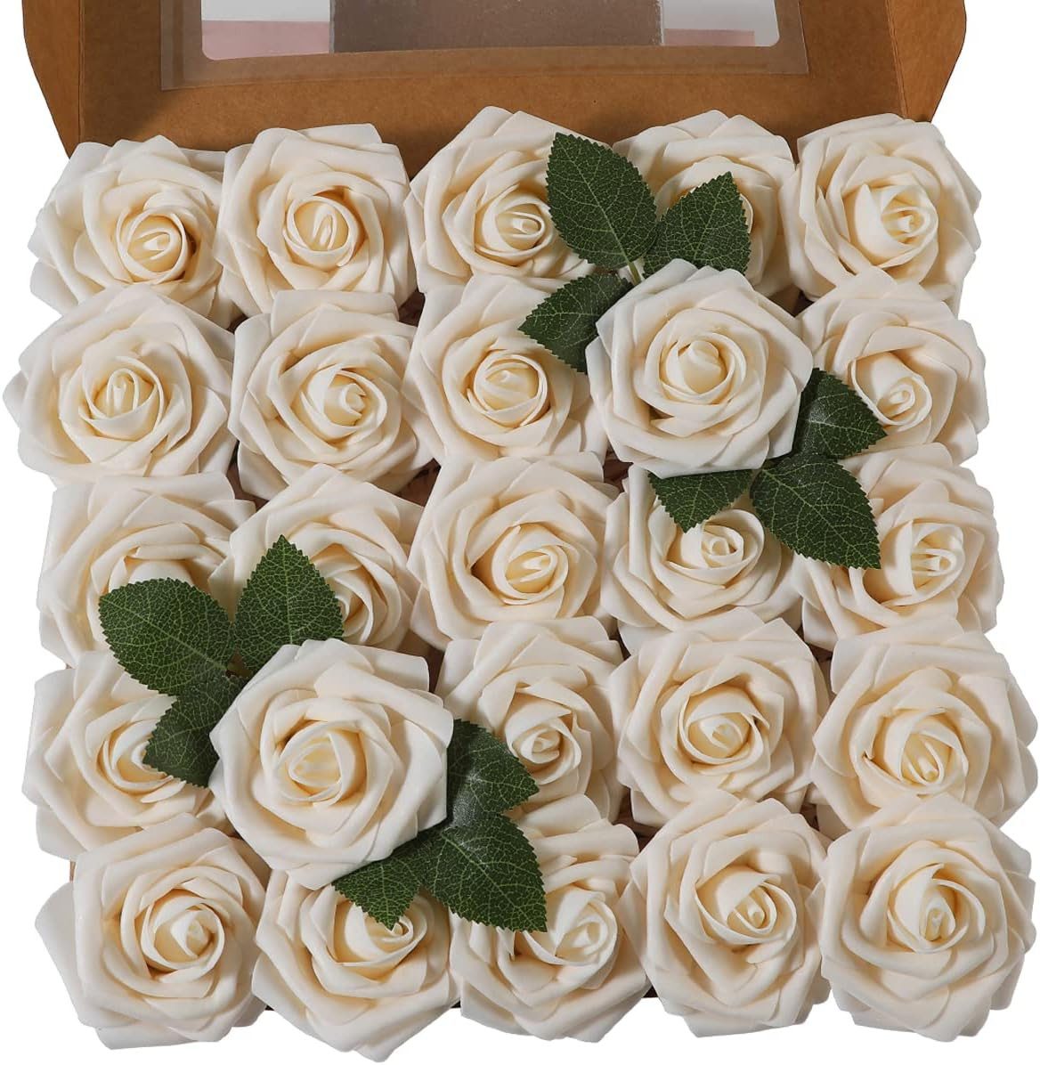 Kunstblume 25 Stück Künstliche Rose Blume Gefälschte Rosen Blumen Blumensträuße Rose, OKWISH, Höhe 21.5 cm, Kunstpflanze Basteln Valentinstag Geschenk Hochzeit Party Haus Deko