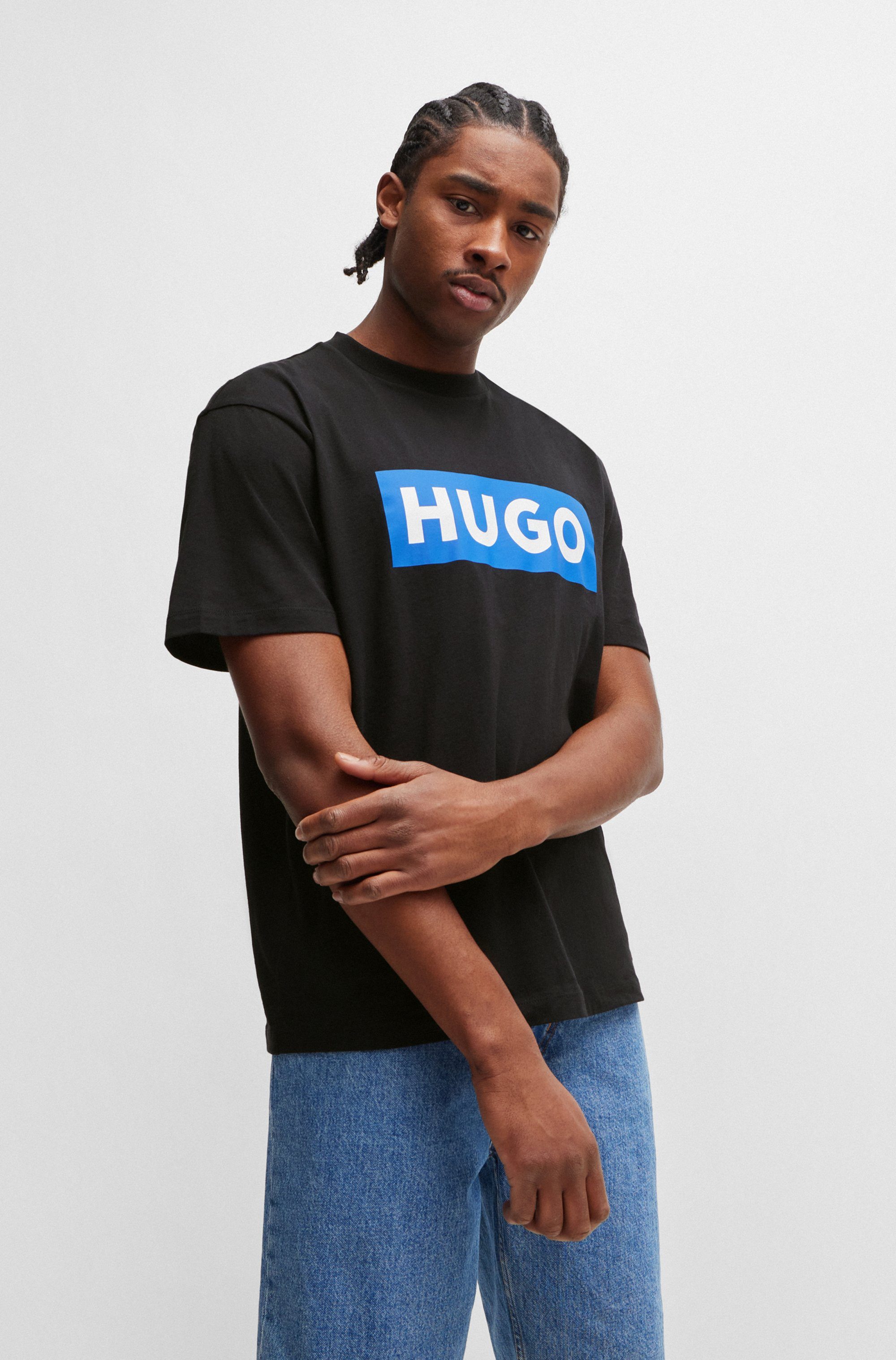 HUGO Blue T-Shirt Nico mit großem Logo-Print, Unisex