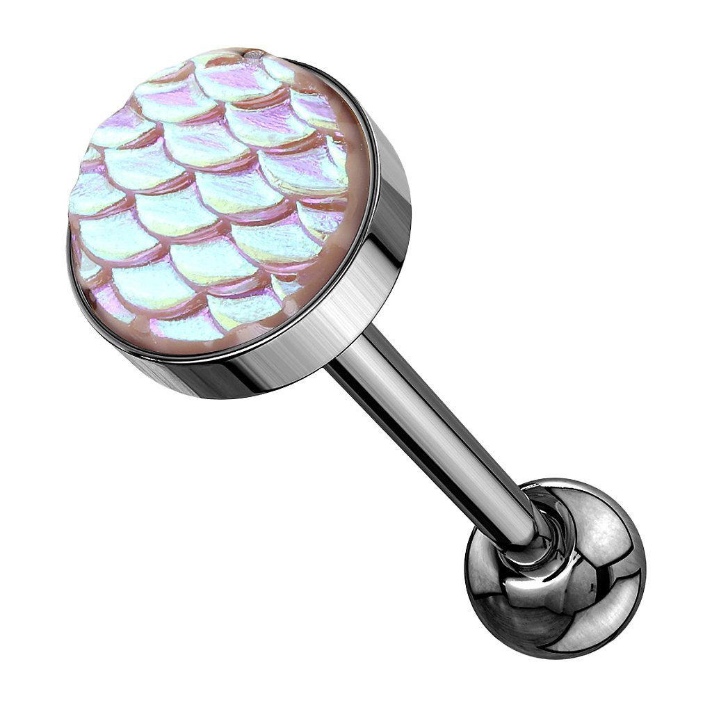 Piercing-Set Zungenpiercing Ohr Kugel mit Rainbow Effekt Kopf